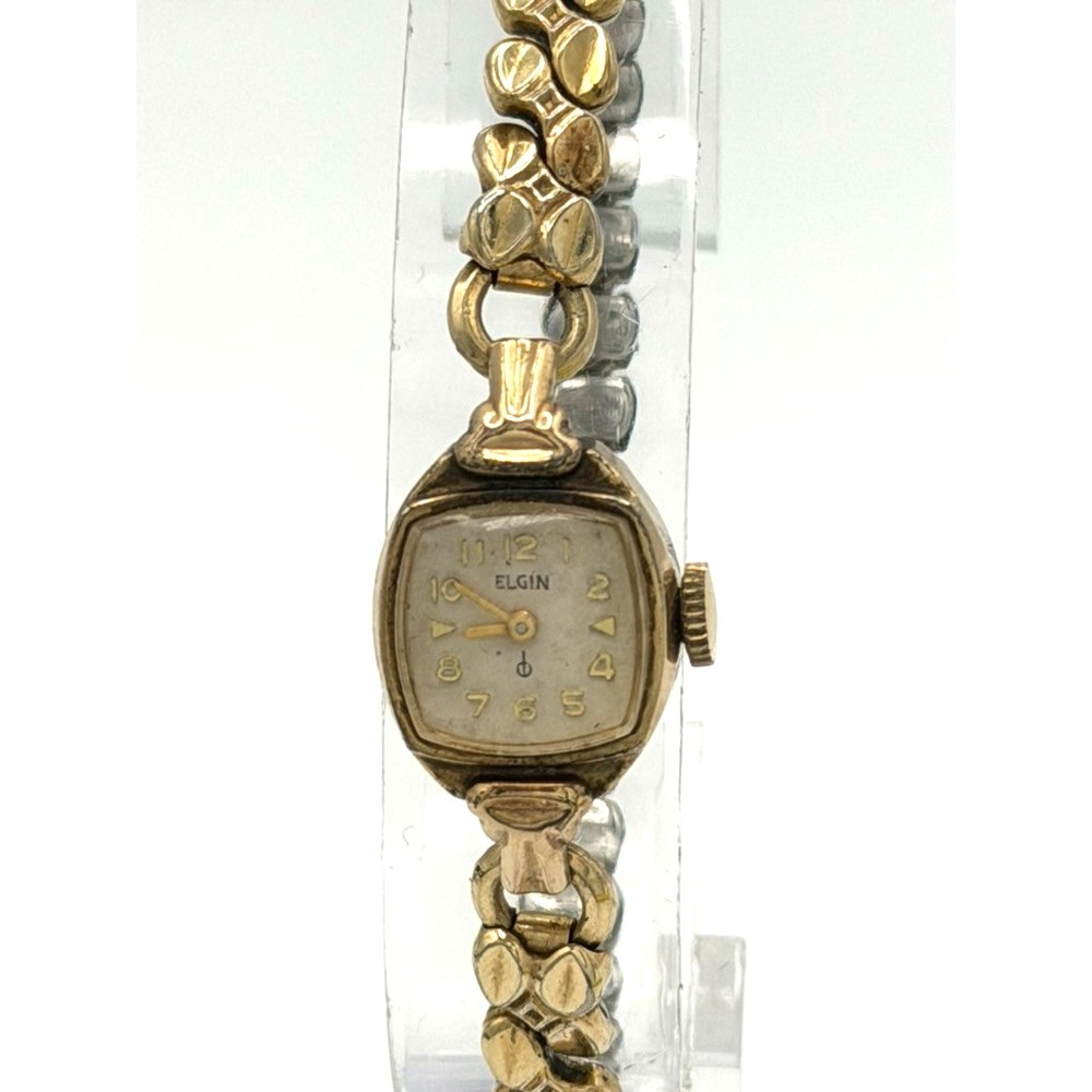 Vintage Elgin Ladies Mechanical Watch 10K RGP Bezel Speidel Band Runs